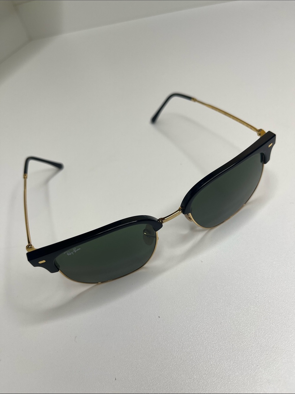 Ray-Ban Clubmaster Sunglasses - Black & Gold with Dark Green Lenses - Picture 8 of 9
